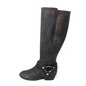 Frye Womens 8 Carson Harness Brown Leather Riding Knee High Western Boots